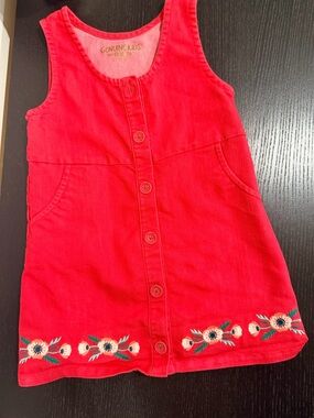 OshKosh B'gosh Bright Red Corduroy Button-Front Dress
